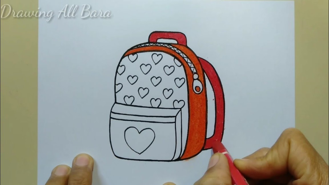 Cara Menggambar Dan Mewarnai Tas Sekolah Mudah  How to draw a bag easy