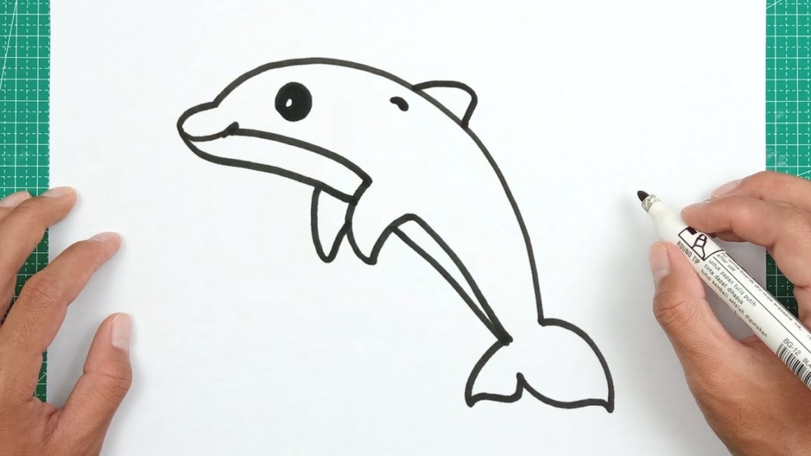 Cara Menggambar Lumba-lumba Yang Mudah - Tutorial Menggambar