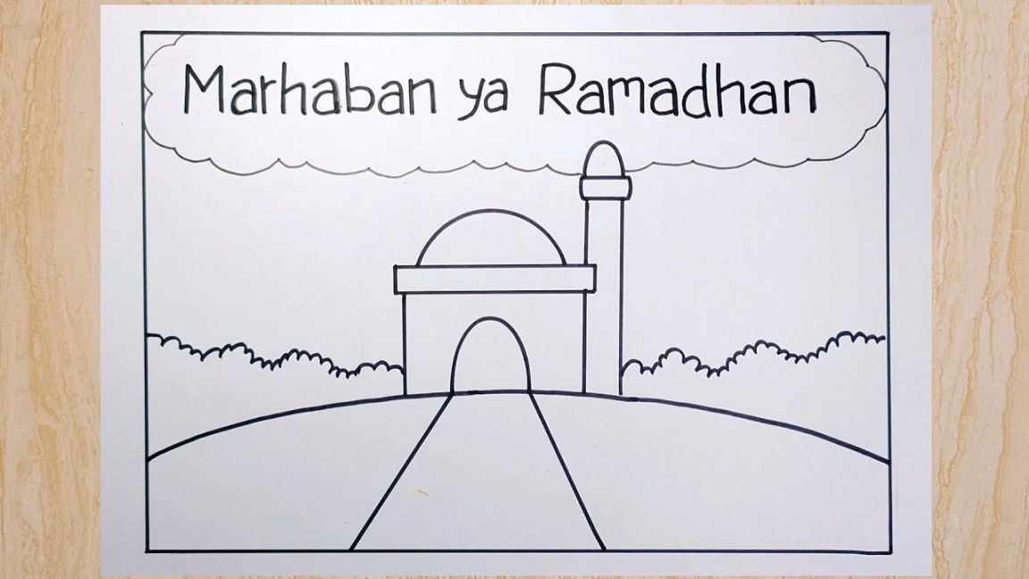 Cara menggambar tema ramadhan  - POSTER RAMADHAN