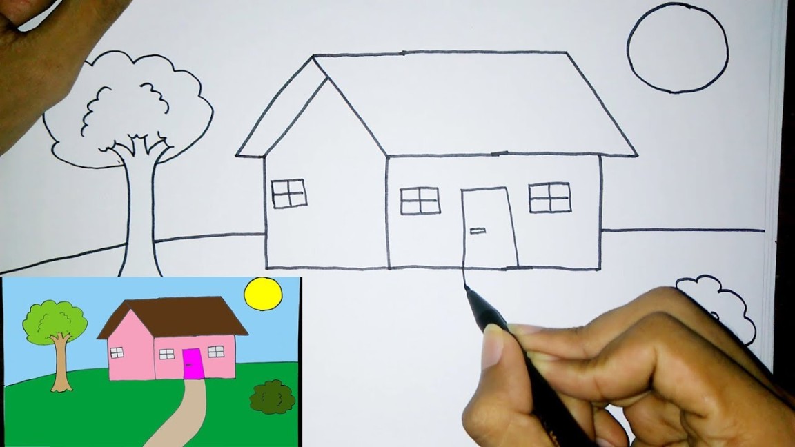 Cara Mudah Menggambar Rumah Untuk Pemula  Drawing House for beginners