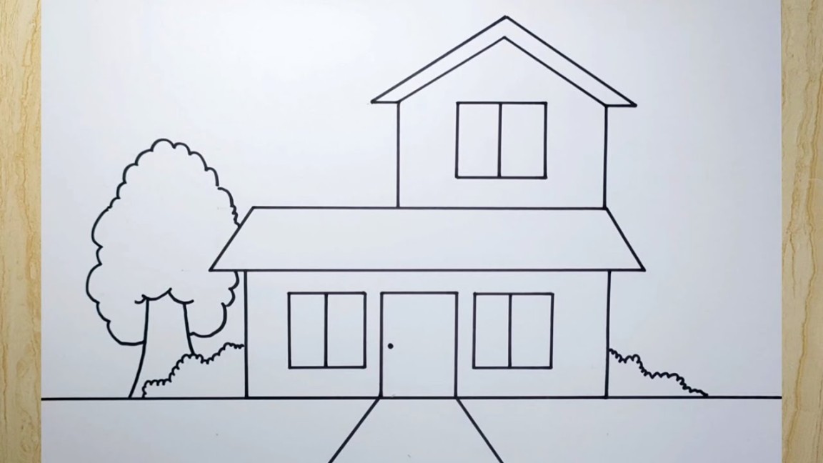 Gambar rumah tingkat - Cara menggambar rumah