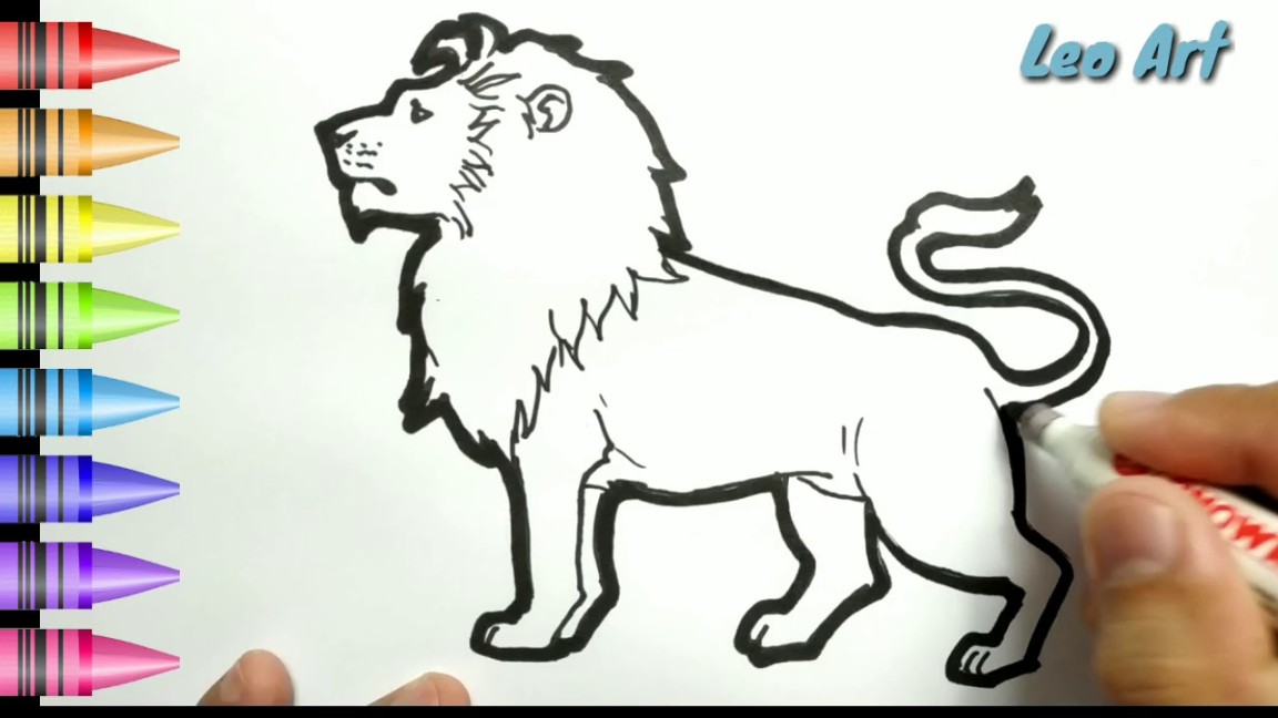 HEBAT, cara menggambar dan mewarnai Singa dengan mudah untuk anak indonesia