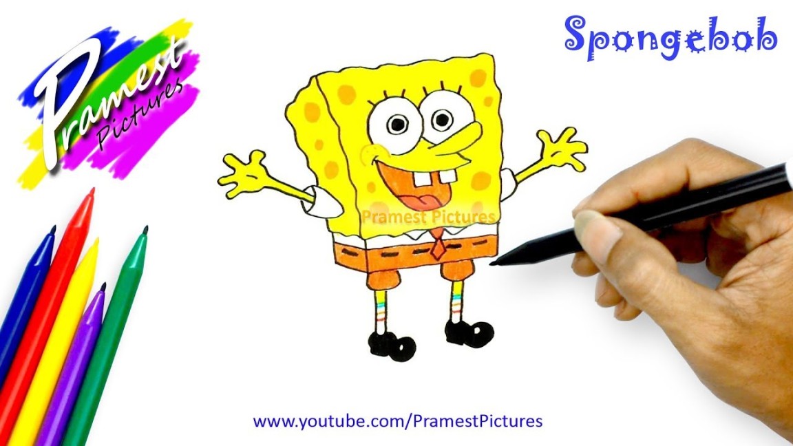 Spongebob  How To Draw And Color Cartoon For Kids