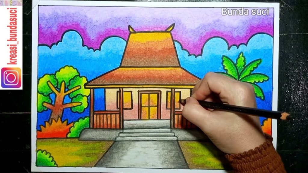 Belajar Menggambar Rumah Joglo Dengan Mudah